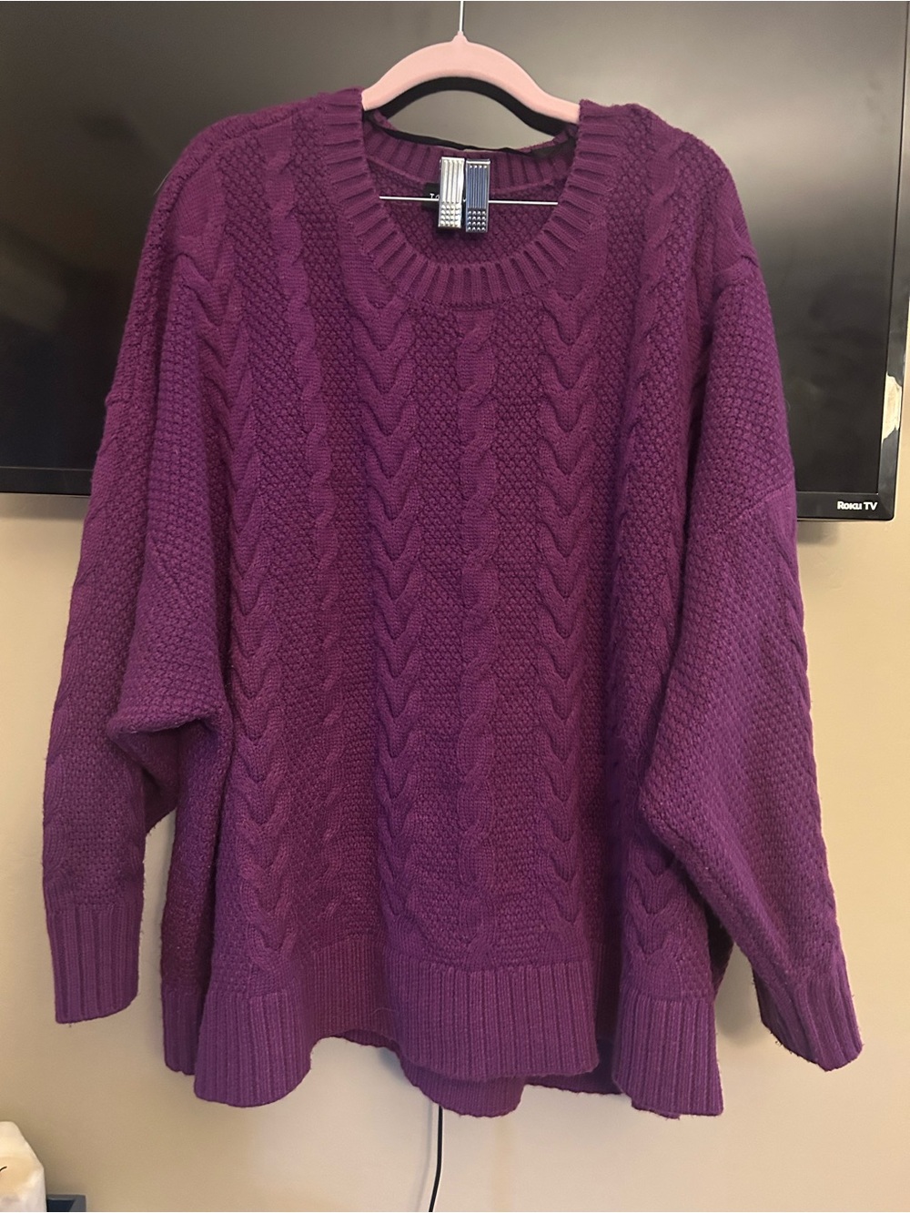 torrid Plum Cable Knit Crewneck Sweater